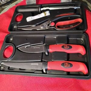 Browning 295 RMEF 10" Red Fixed Stainless Game Hunting Knife Scissors Set Combo‌